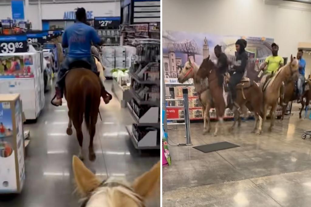 Four ‘cowboys’ arrested for riding horses through Walmart
