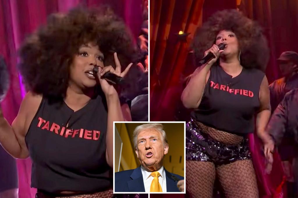 Lizzo jabs at Trump’s tariffs with t-shirt in SNL performance