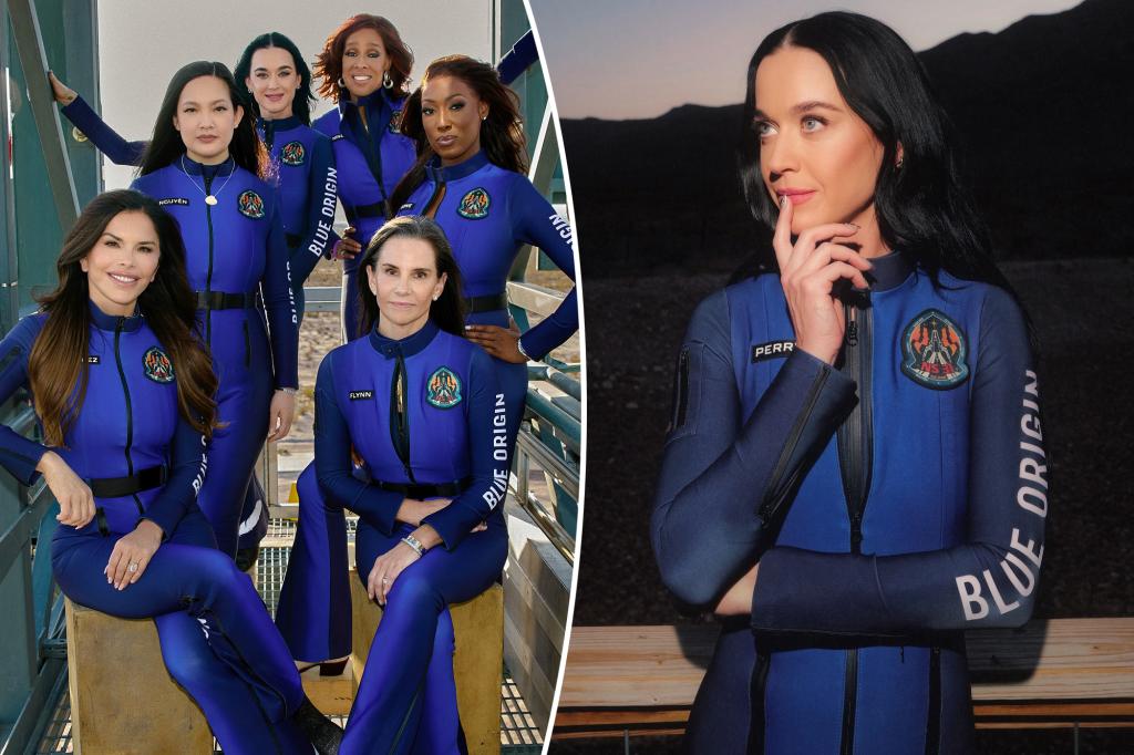 Katy Perry and Lauren Sánchez pose in glam body-hugging space suits ahead of rocket launch