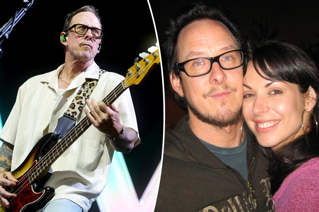 Weezer bassist Scott Shriner performs at Coachella after wife Jillian shot by police