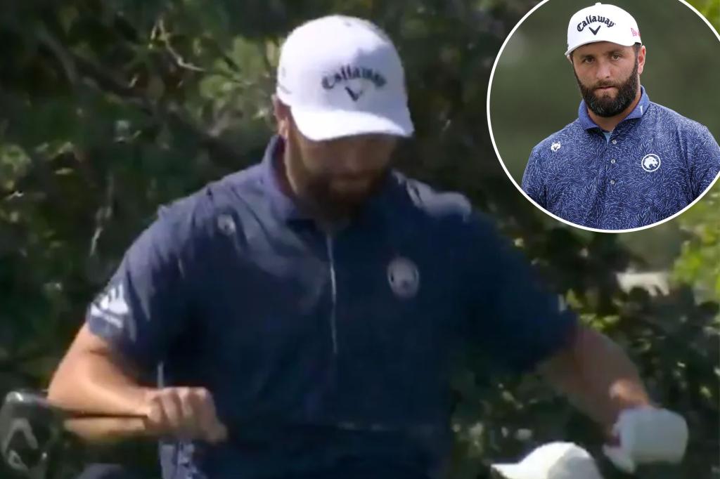 Jon Rahm nearly snaps club during frustrating first round at Masters